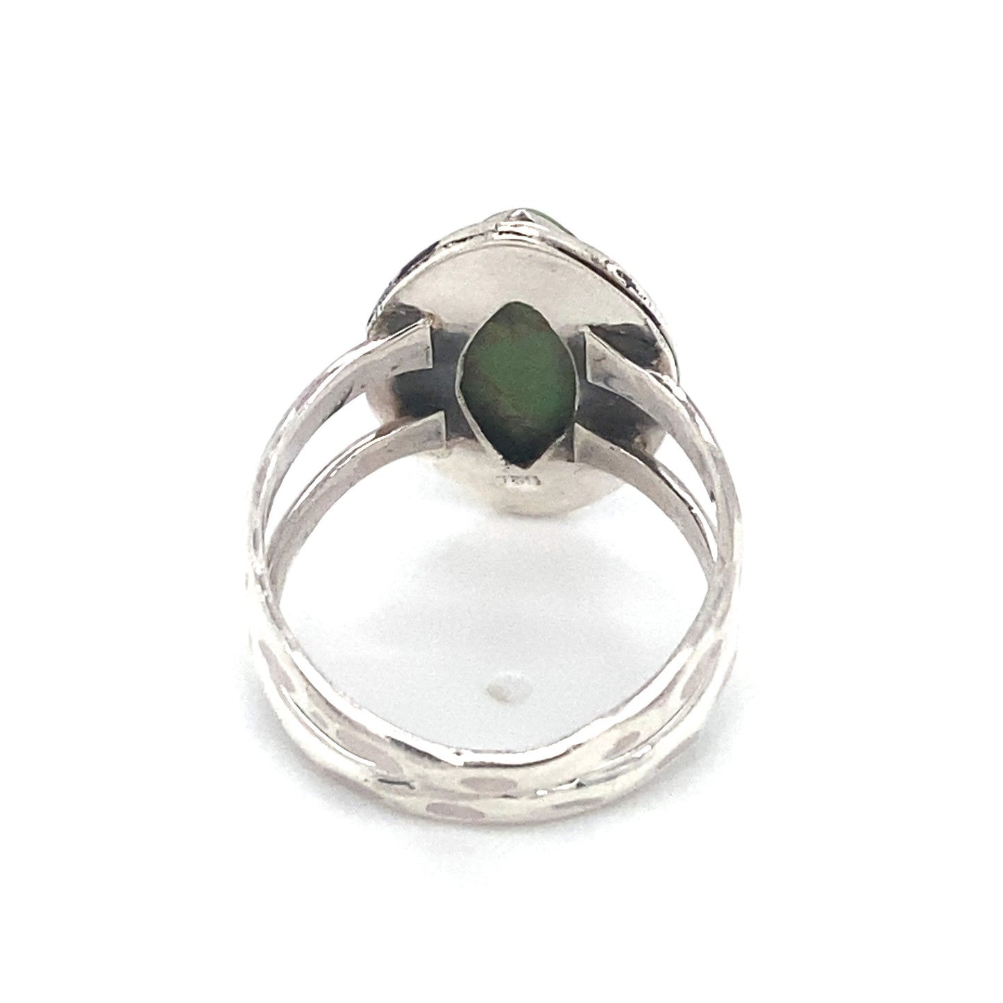 Circa 1990s Green Turquoise Cocktail Ring in Sterling Silver