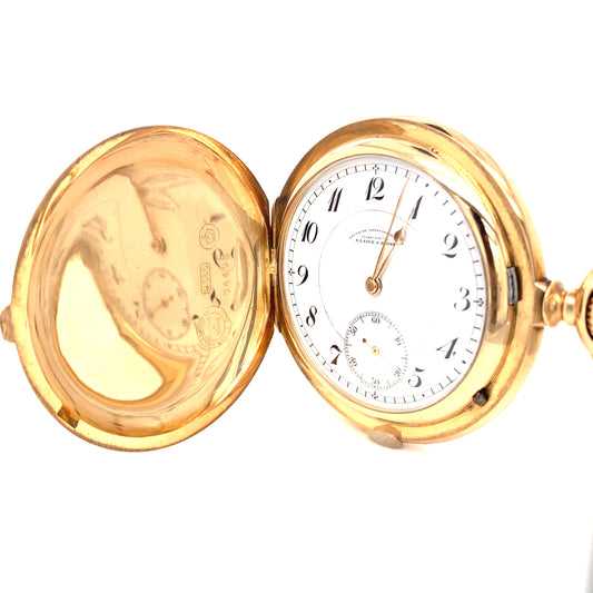 Circa 1920s A. Lange & Sohne Hunter Case Pocket Watch in 18K Gold