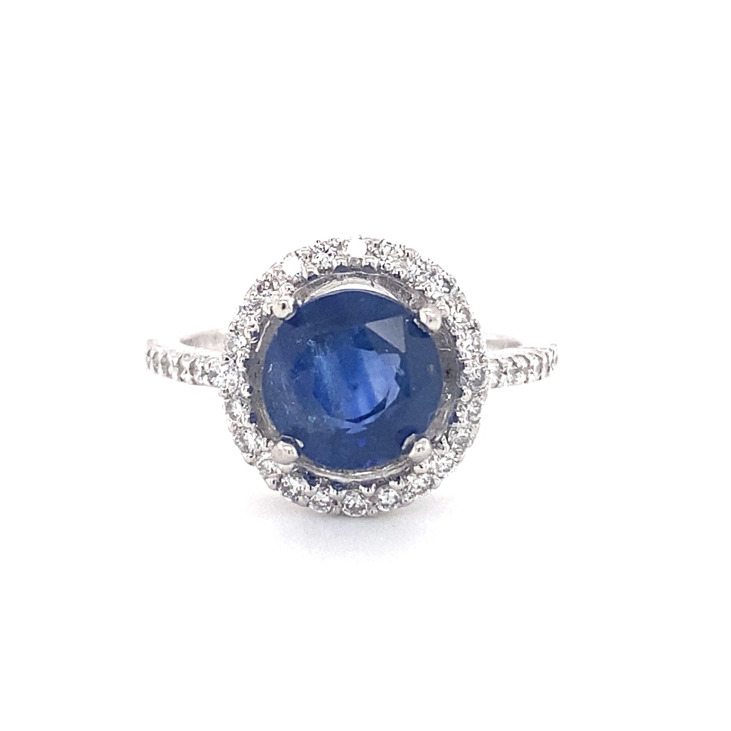 Circa 1990s 2.70ct Natural Ceylon Sapphire and Diamond Ring in Platinum