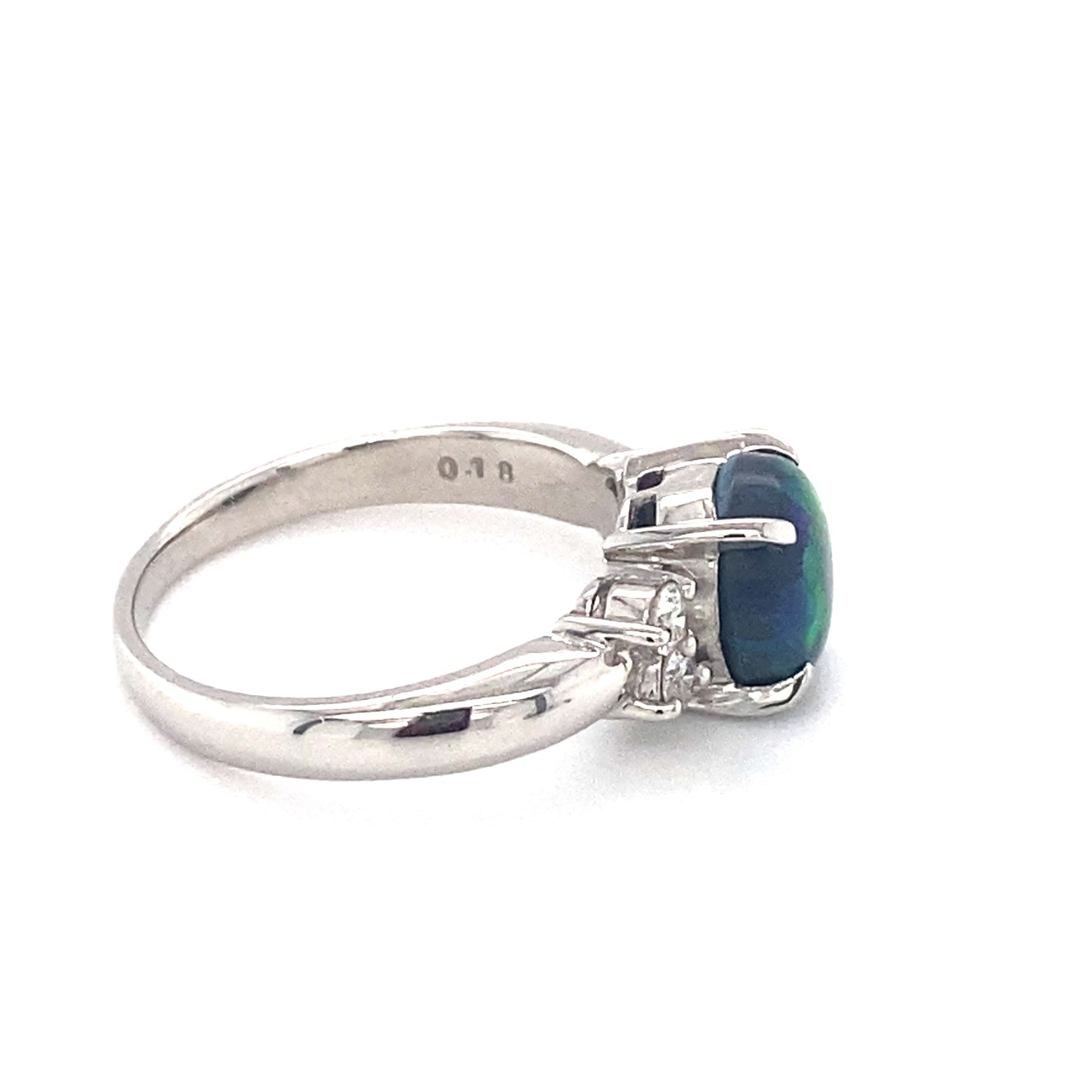 Circa 1990s 1.36ct Australian Opal and Diamond Ring in Platinum