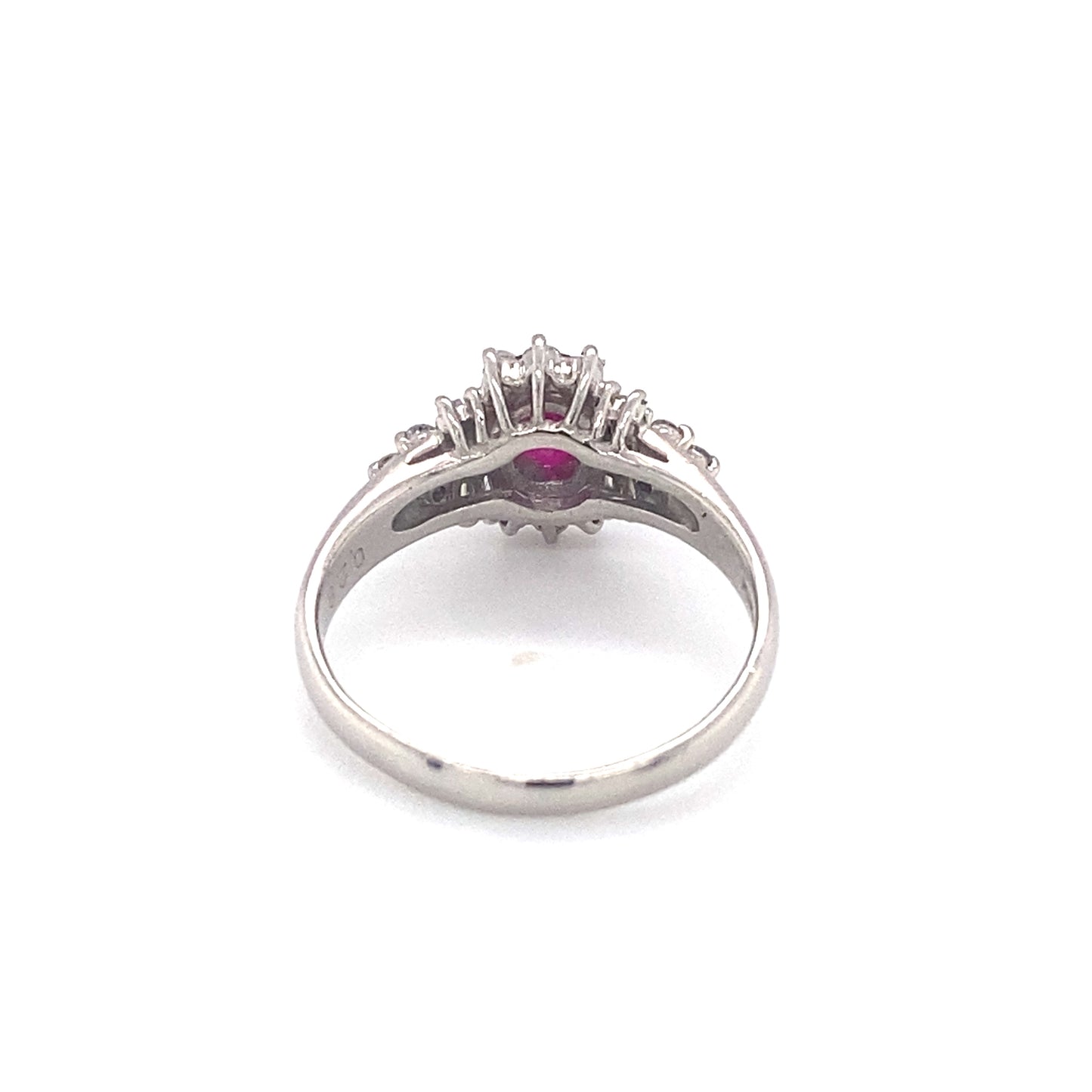 Circa 2000s 0.93ct Ruby and Diamond Engagement Ring in Platinum