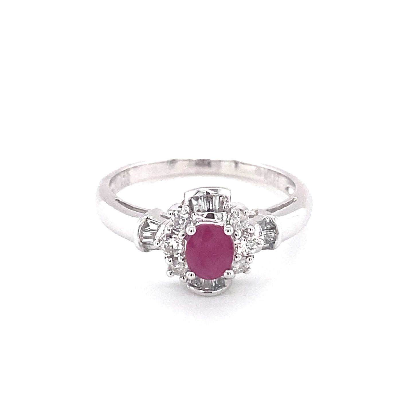 Circa 2000s 0.51ct Ruby and Diamond Ring in 14K White Gold