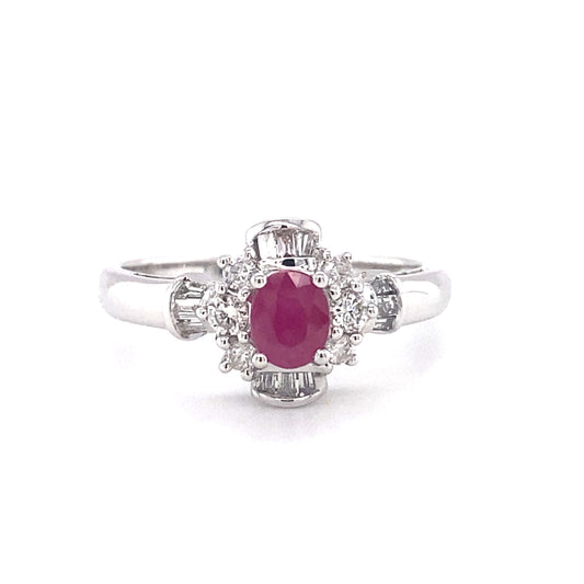 Circa 2000s 0.51ct Ruby and Diamond Ring in 14K White Gold