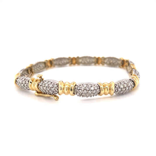 Circa 1990s 4.9 Carat Diamond Link Bracelet in Two Tone 14K Gold