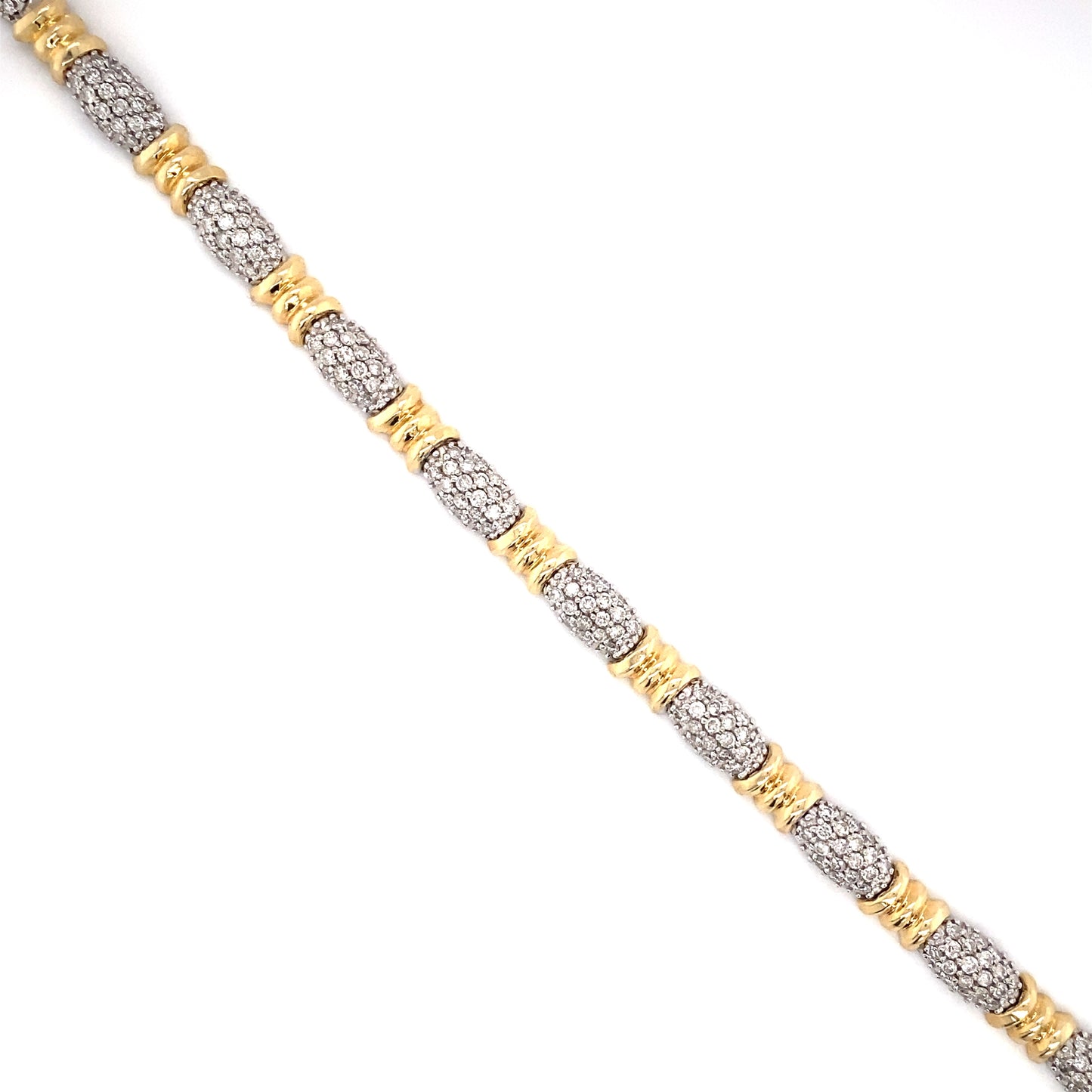Circa 1990s 4.9 Carat Diamond Link Bracelet in Two Tone 14K Gold