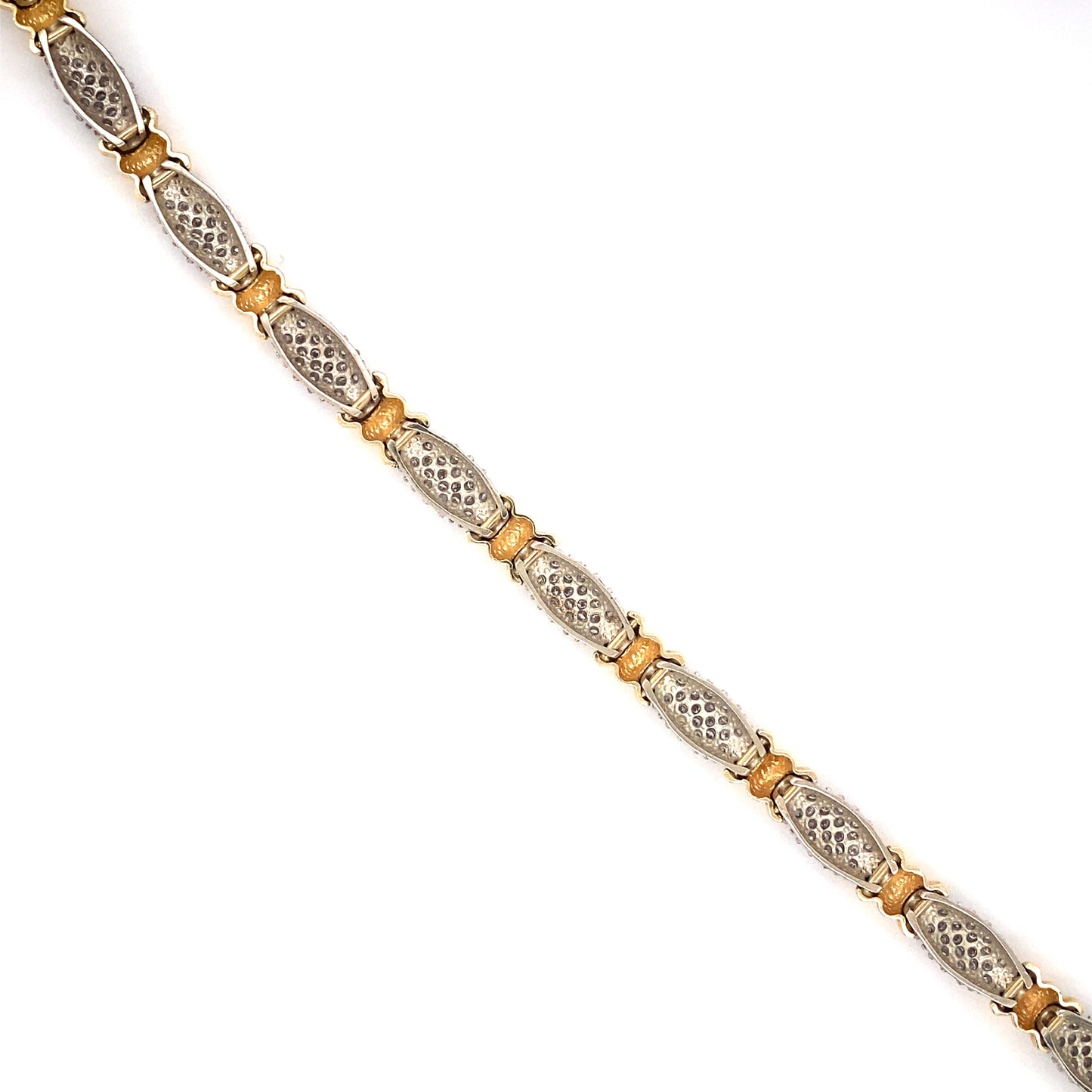 Circa 1990s 4.9 Carat Diamond Link Bracelet in Two Tone 14K Gold