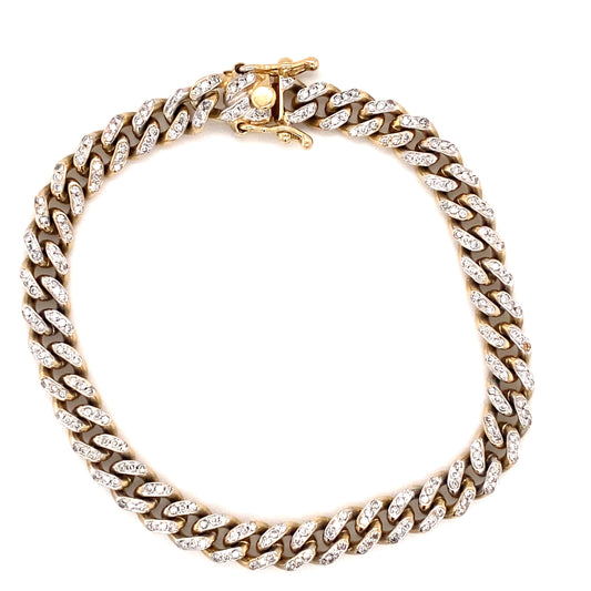 Circa 2000s 4.0 Carat Diamond Curb Link Chain Bracelet in 14K Gold