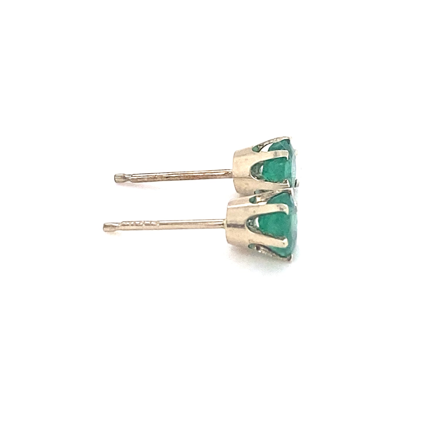 Circa 1960s 1.0 Carat Colombian Emerald Stud Earrings in 14K White Gold