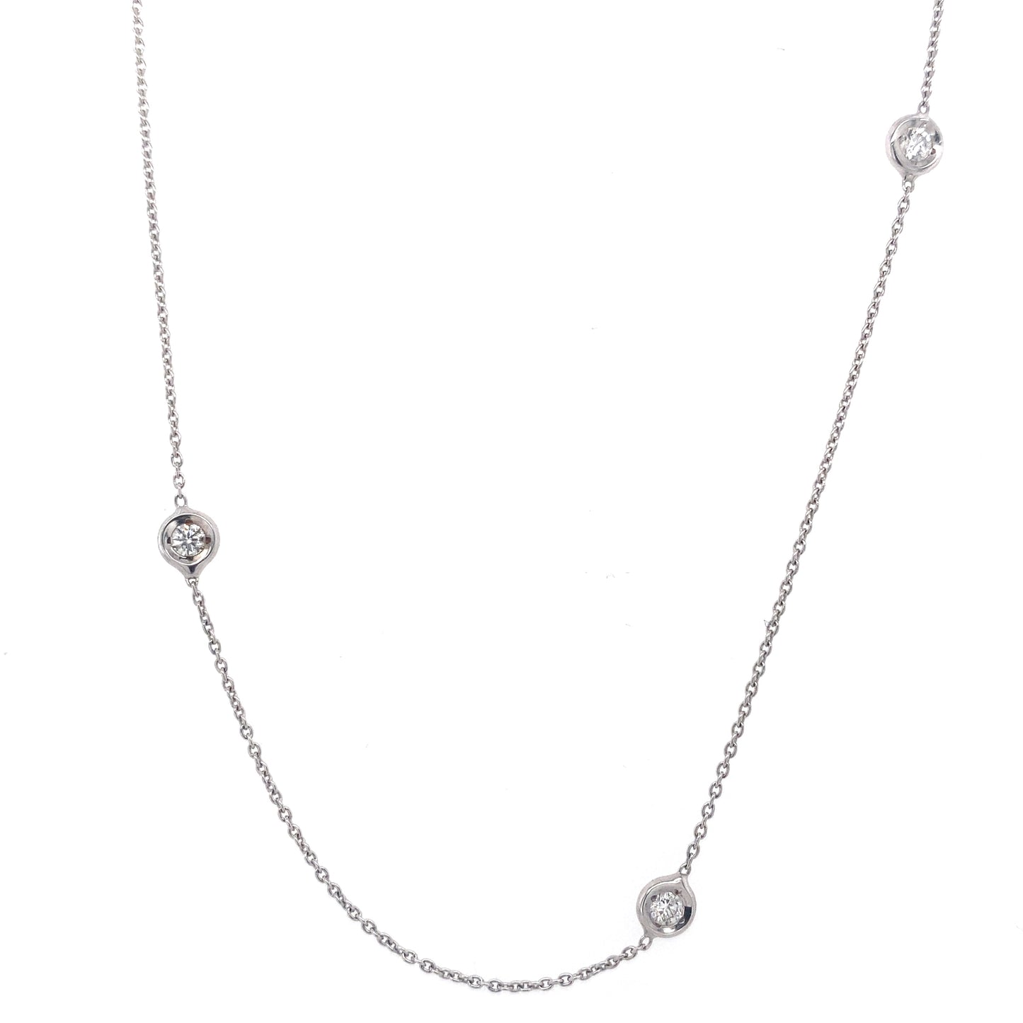 Roberto Coin Diamond Station Necklace in 18K White Gold