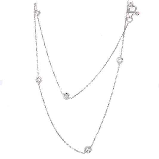 Roberto Coin Diamond Station Necklace in 18K White Gold