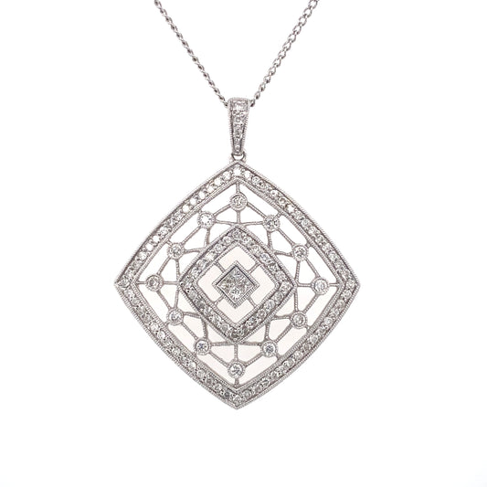 Circa 2000s 1.0 Carat Diamond Statement Pendant in 18K White Gold
