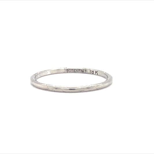 Circa 1920s Etched Wedding Band in 18K White Gold