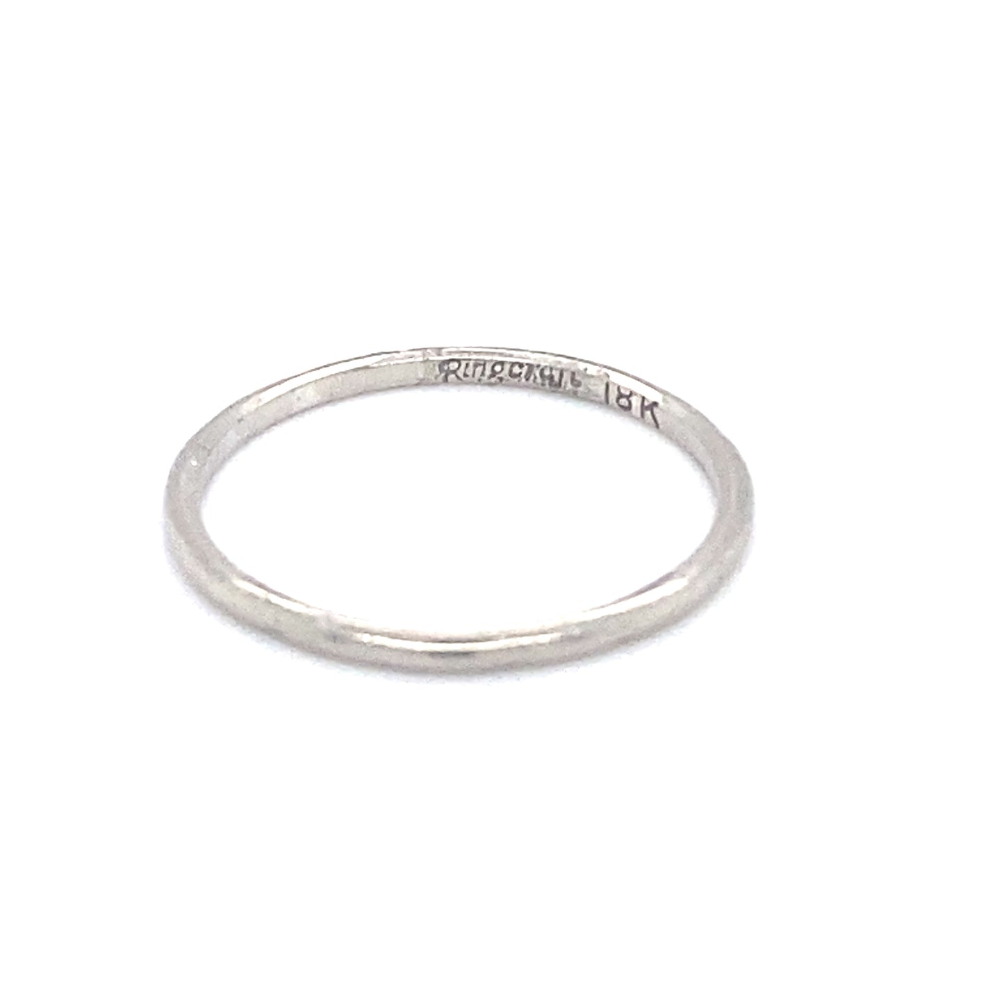 Circa 1920s Etched Wedding Band in 18K White Gold