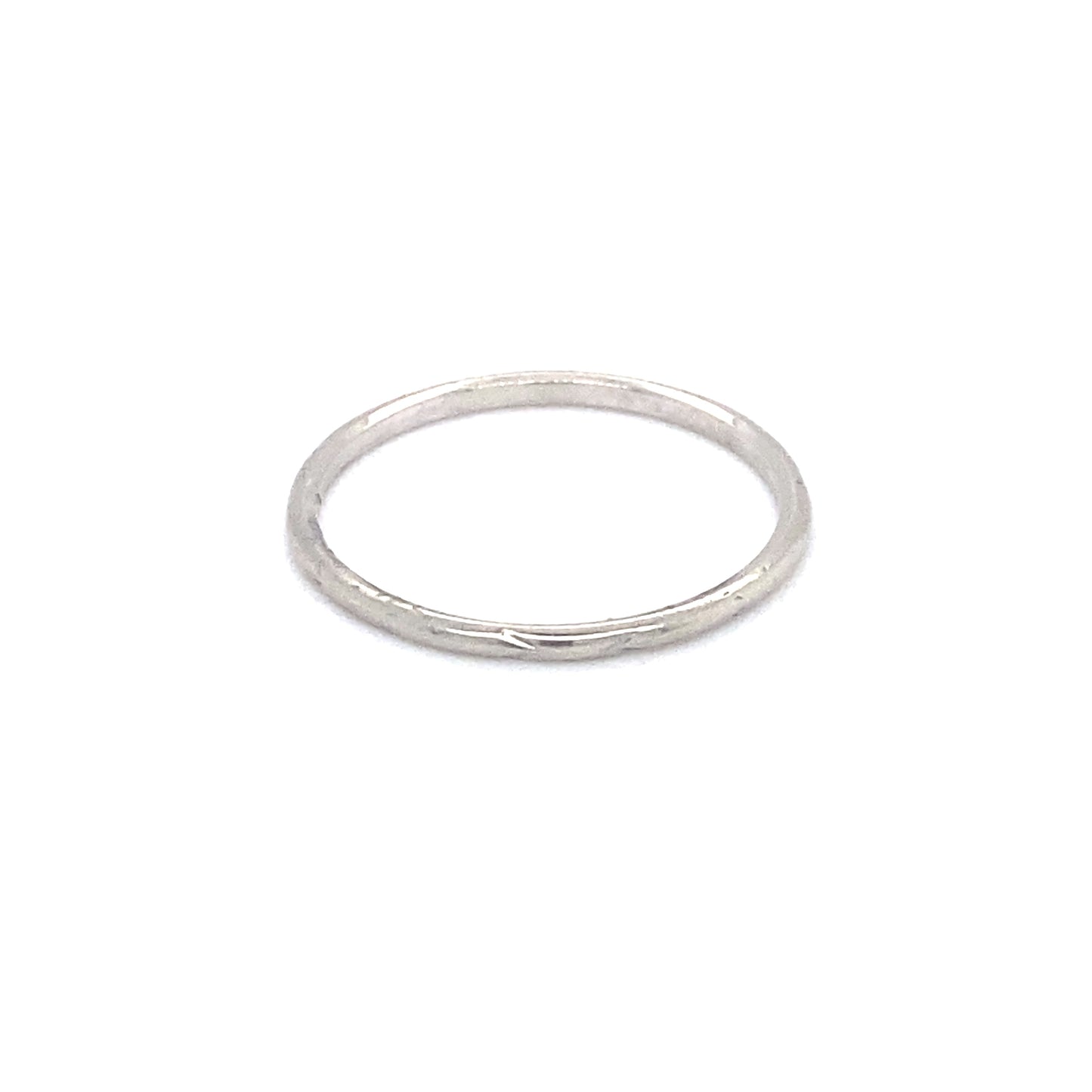 Circa 1920s Etched Wedding Band in 18K White Gold