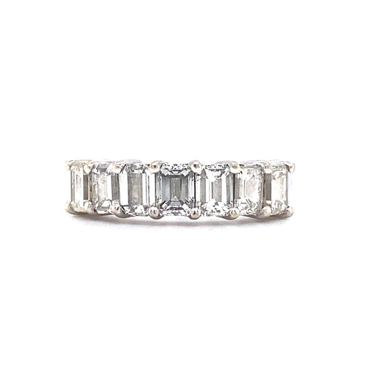 Circa 1980s 1.50 Carat Emerald Cut Diamond Anniversary Band in 14K White Gold