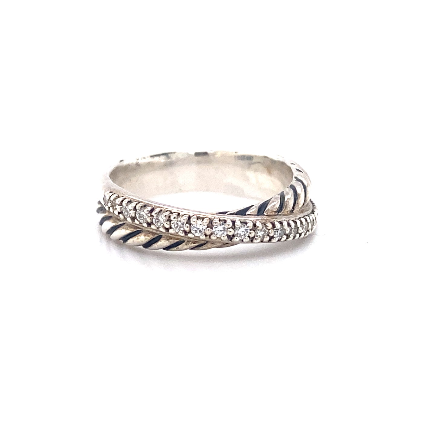 David Yurman Crossover Ring with Diamonds in Sterling Silver