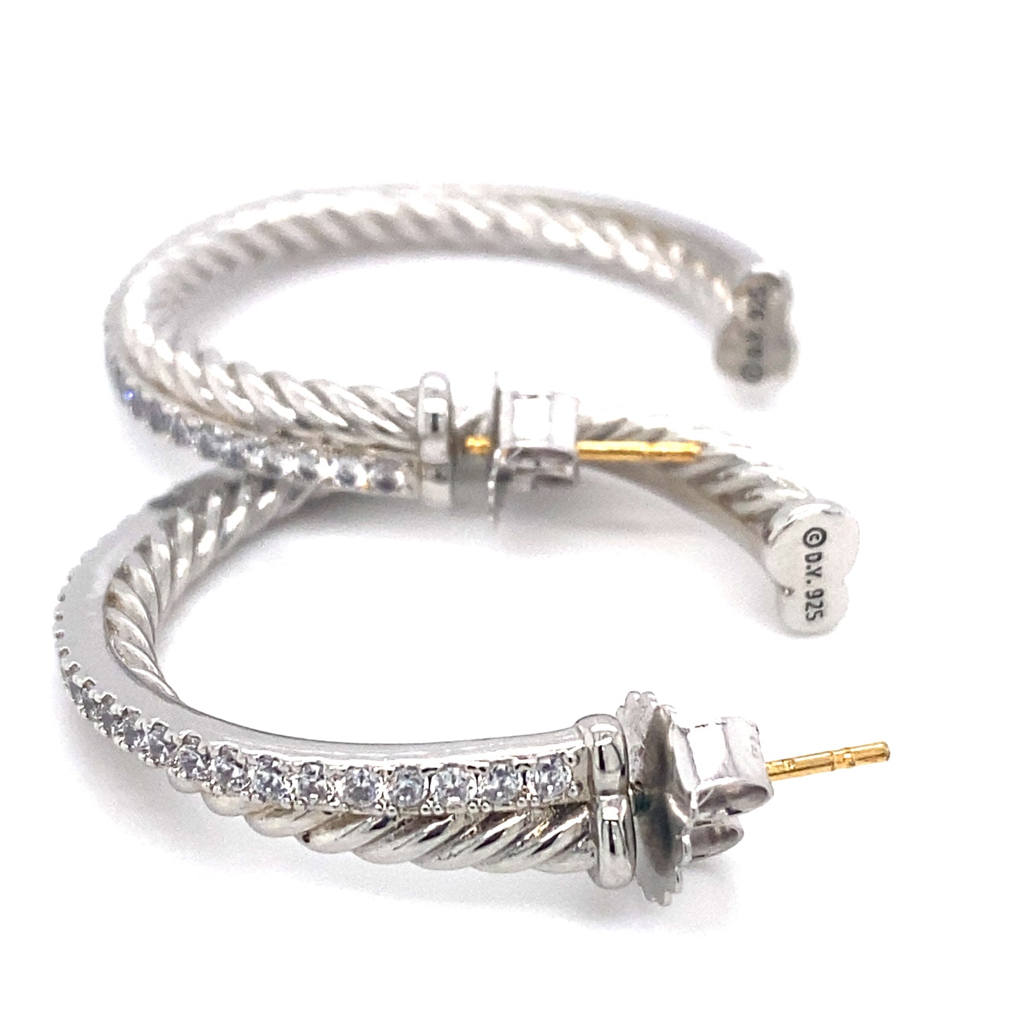 David Yurman Crossover Hoop Earrings with Diamonds in Sterling Silver