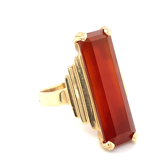Circa 1950s Elongated Garnet Ring in 14K Gold