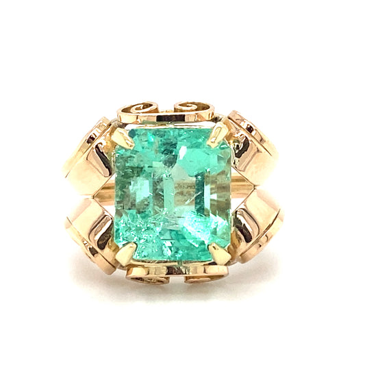 Circa 1960s 5.0ct Colombian Emerald Ring in 18K Gold