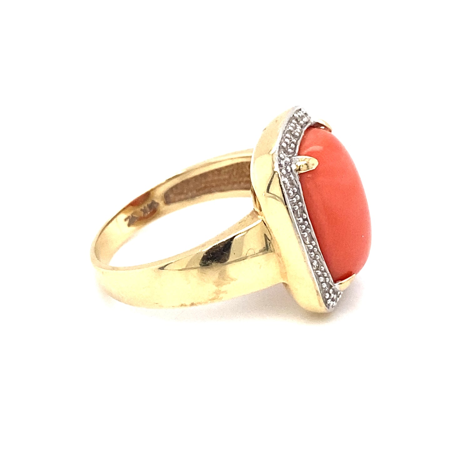 Circa 2000s Le Vian Coral and Diamond Ring in 14K Gold