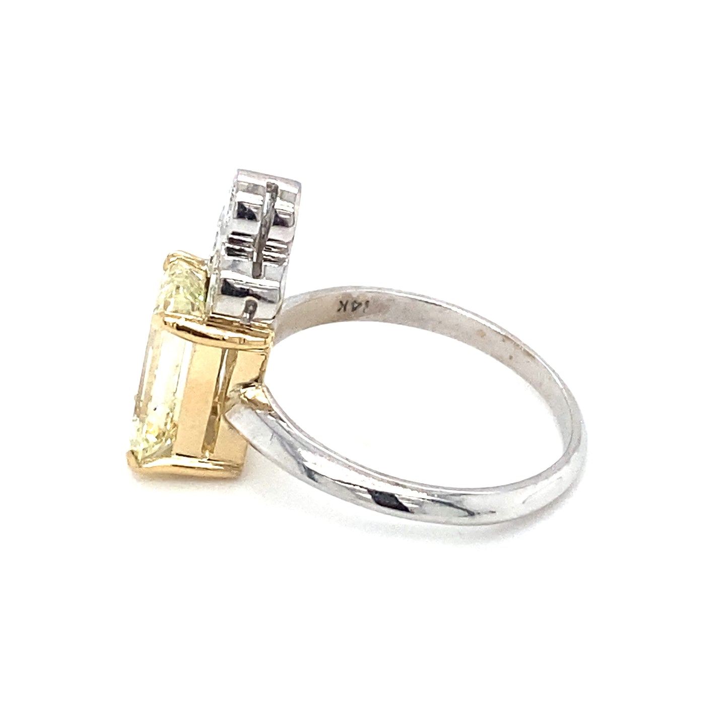 Emerald Cut 2.20ct Diamond Cocktail Ring in 14K White Gold and Platinum