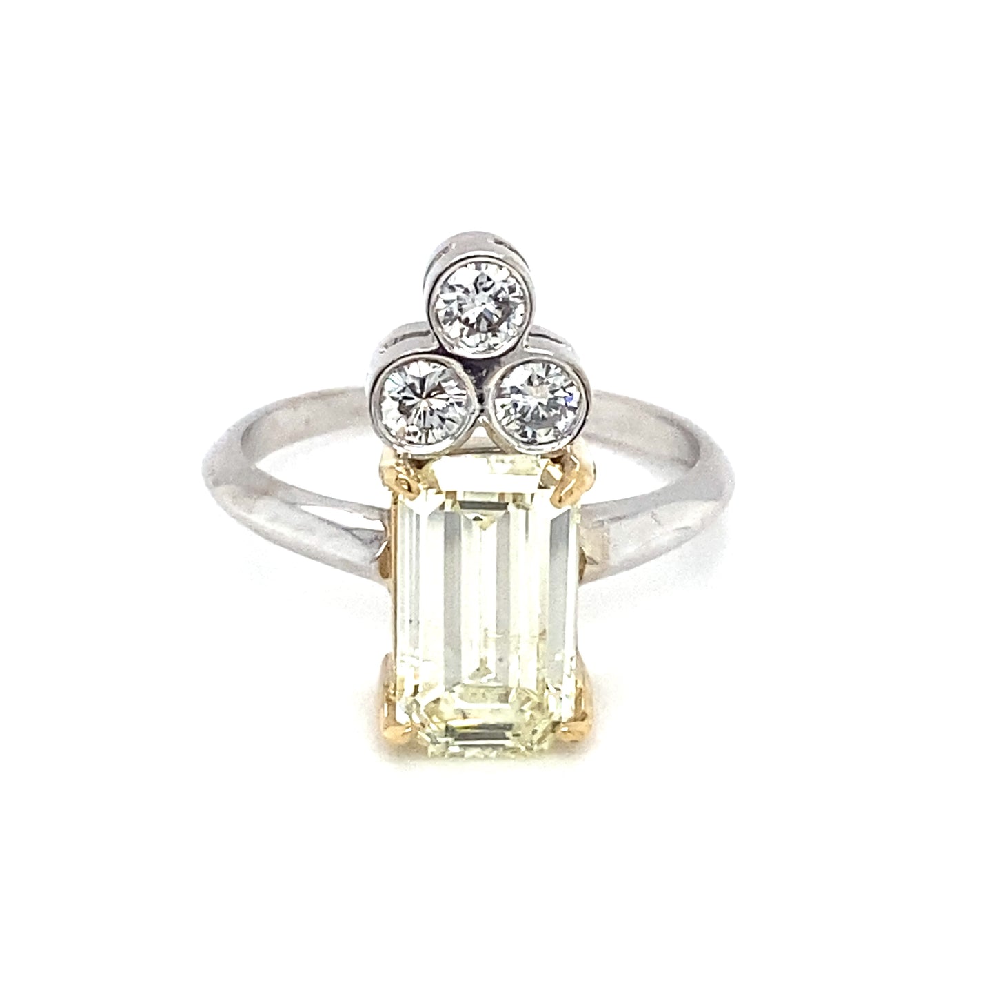 Emerald Cut 2.20ct Diamond Cocktail Ring in 14K White Gold and Platinum