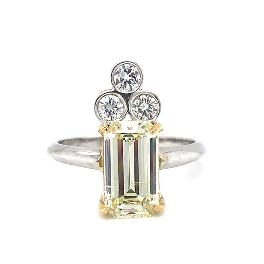 Emerald Cut 2.20ct Diamond Cocktail Ring in 14K White Gold and Platinum
