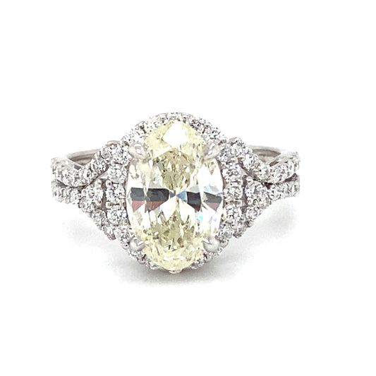 Circa 2000s 2.50ct Oval Diamond Halo Ring in 18K White Gold