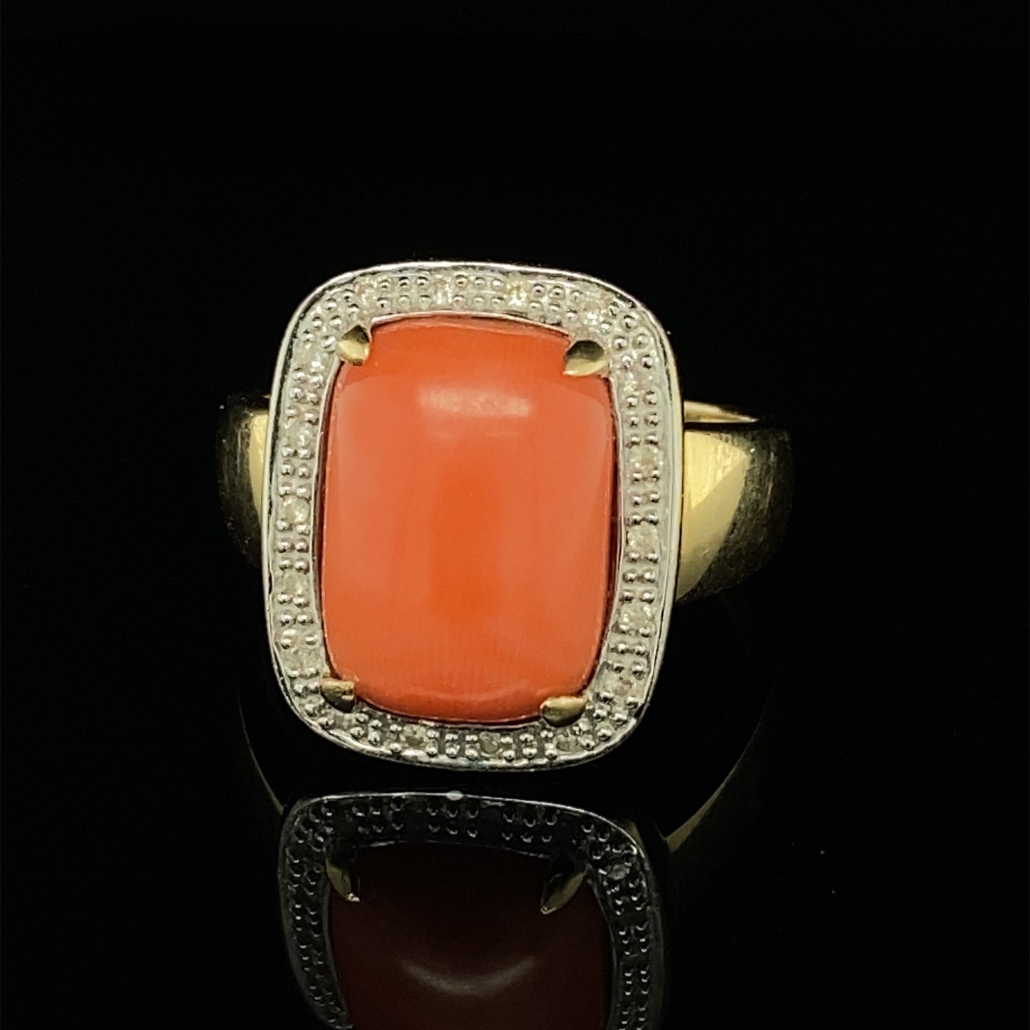 Circa 2000s Le Vian Coral and Diamond Ring in 14K Gold