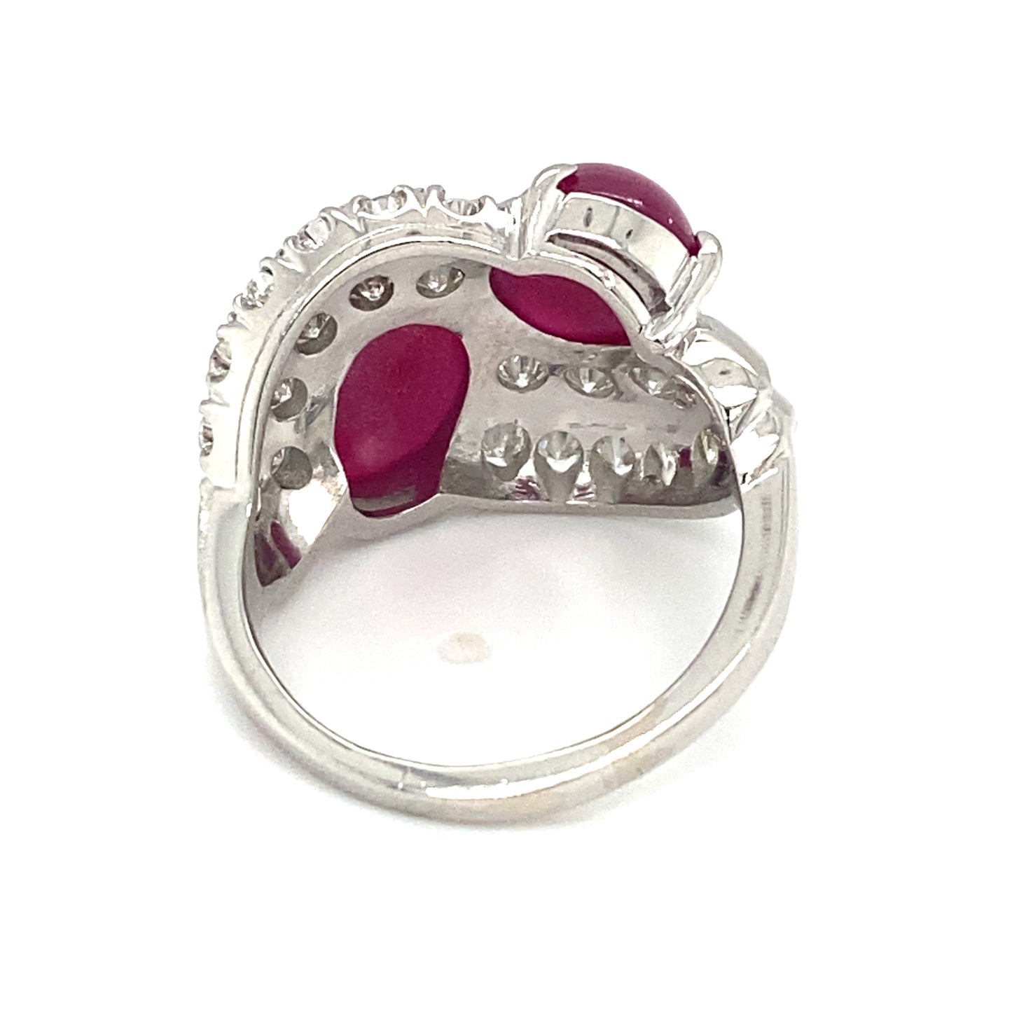 Circa 1940s Toi et Moi Star Ruby and Diamond Ring in Platinum