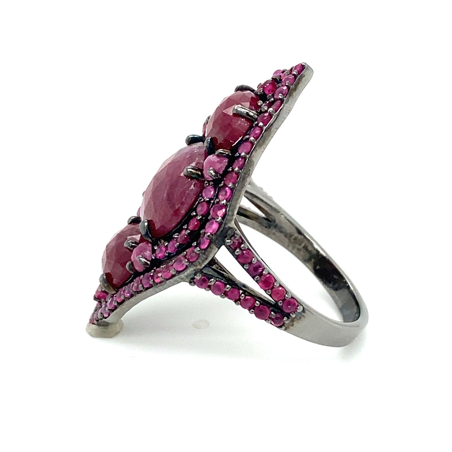 Circa 2000s 5.0 CTW Ruby Cocktail Ring in Black Rhodium Sterling Silver