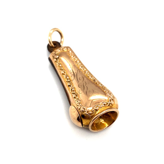 Circa 1890s Monogrammed HR Cigar Cutter Charm in 10K Gold
