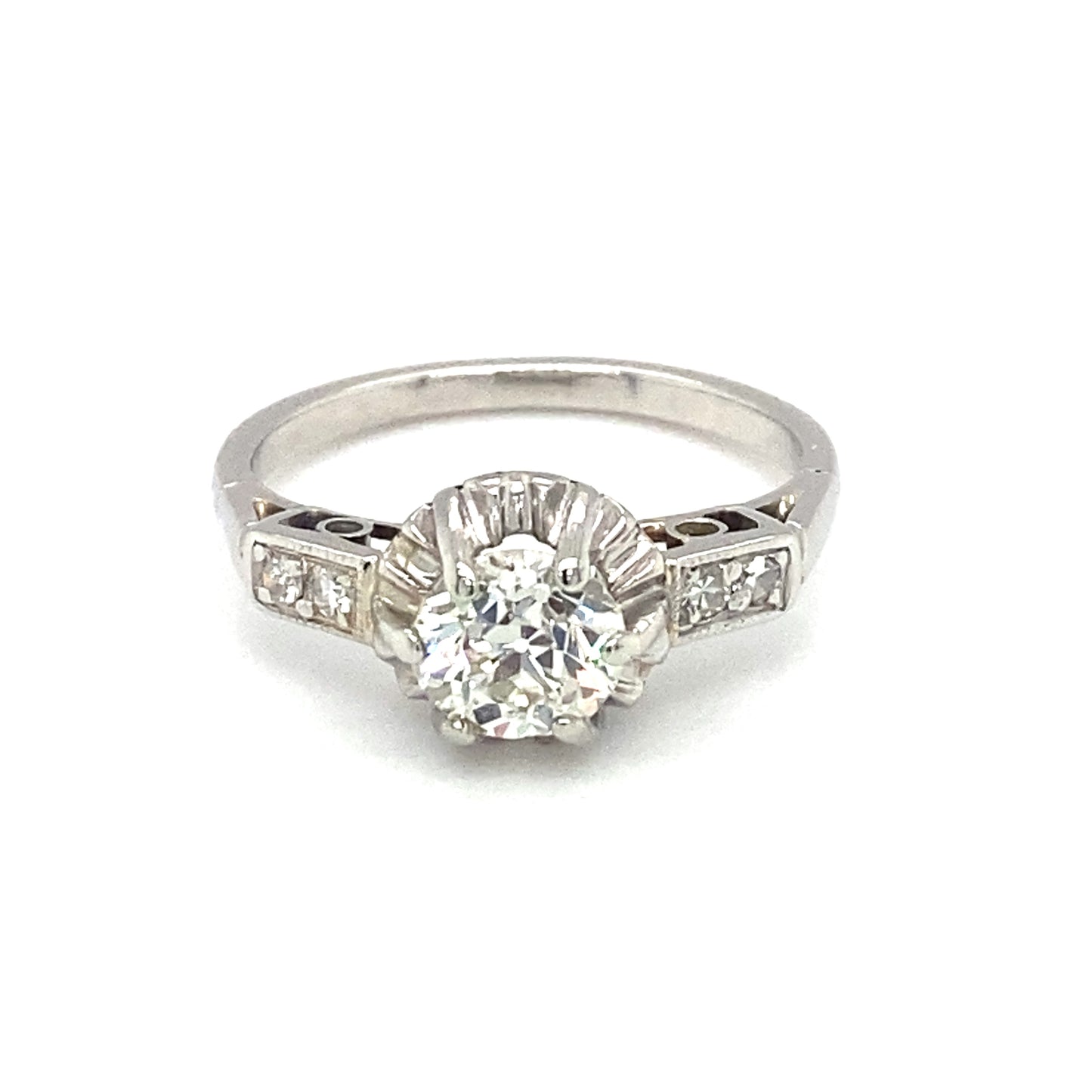 Circa 1920s Art Deco European Cut Diamond Engagement Ring in Platinum