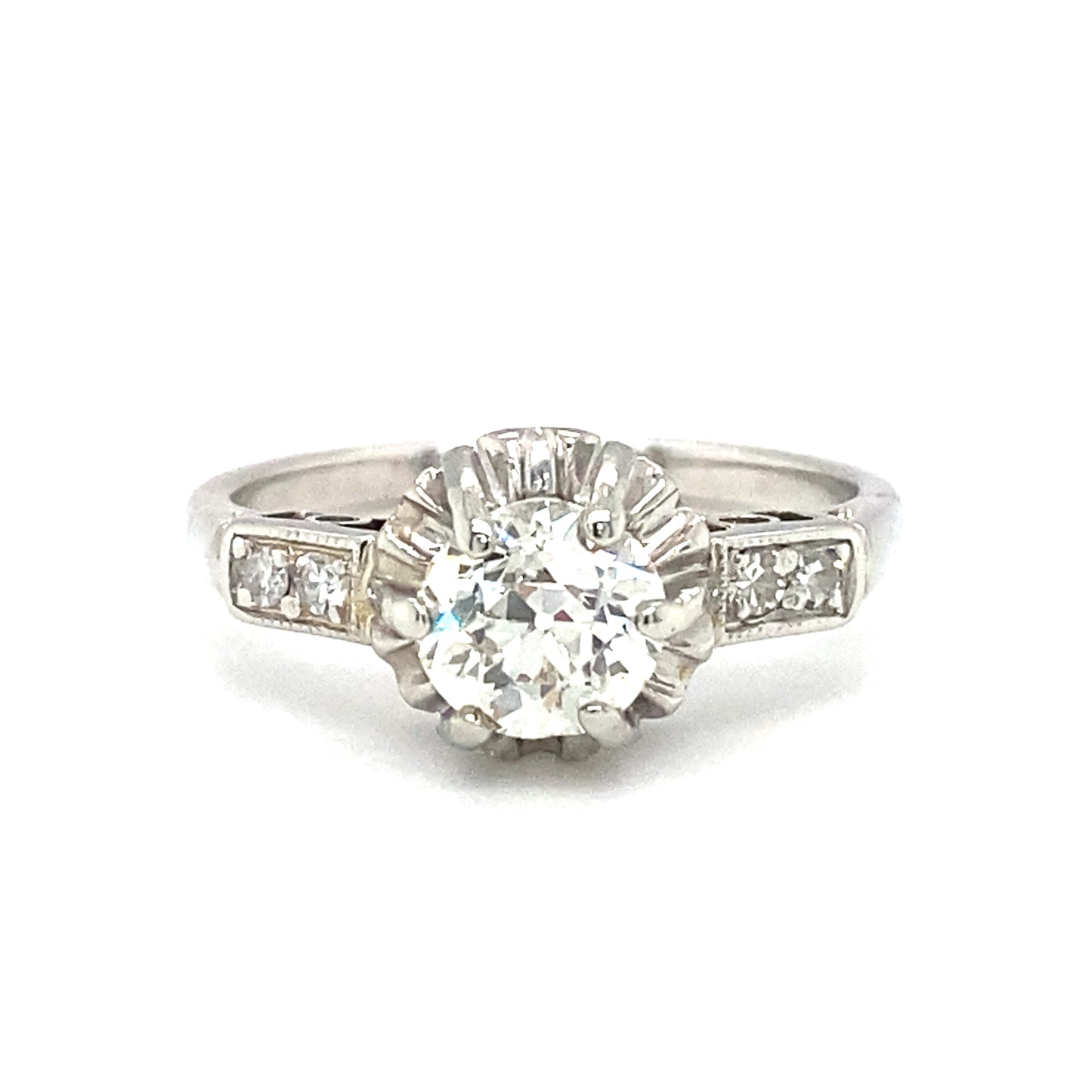 Circa 1920s Art Deco European Cut Diamond Engagement Ring in Platinum