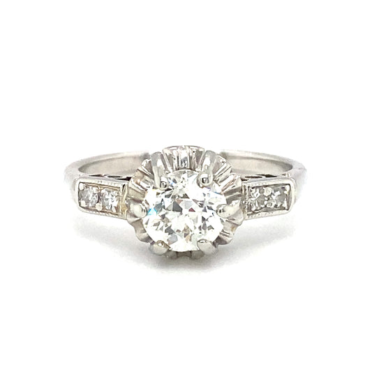 Circa 1920s Art Deco European Cut Diamond Engagement Ring in Platinum