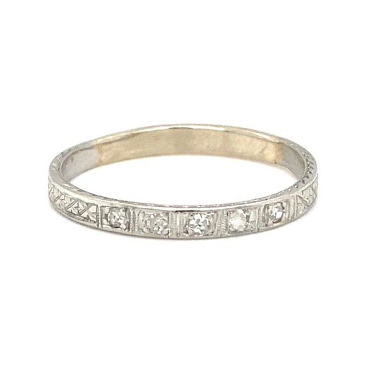 Circa 1920s Five Stone Diamond Art Deco Wedding Band in Platinum