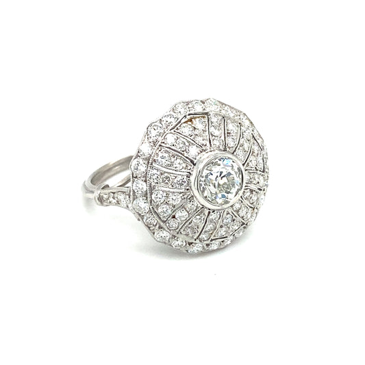 Circa 1930s Art Deco 1.99CTW Diamond Princess Cocktail Ring in Platinum