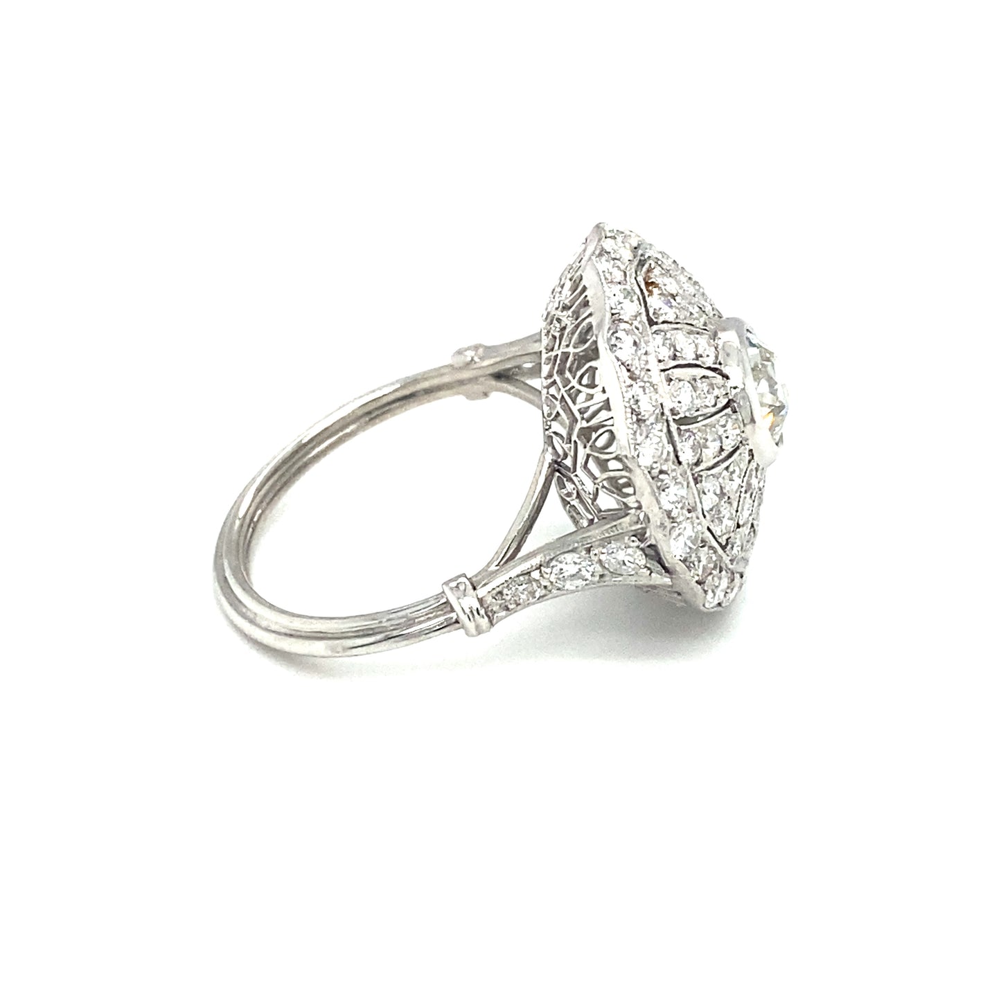 Circa 1930s Art Deco 1.99CTW Diamond Princess Cocktail Ring in Platinum
