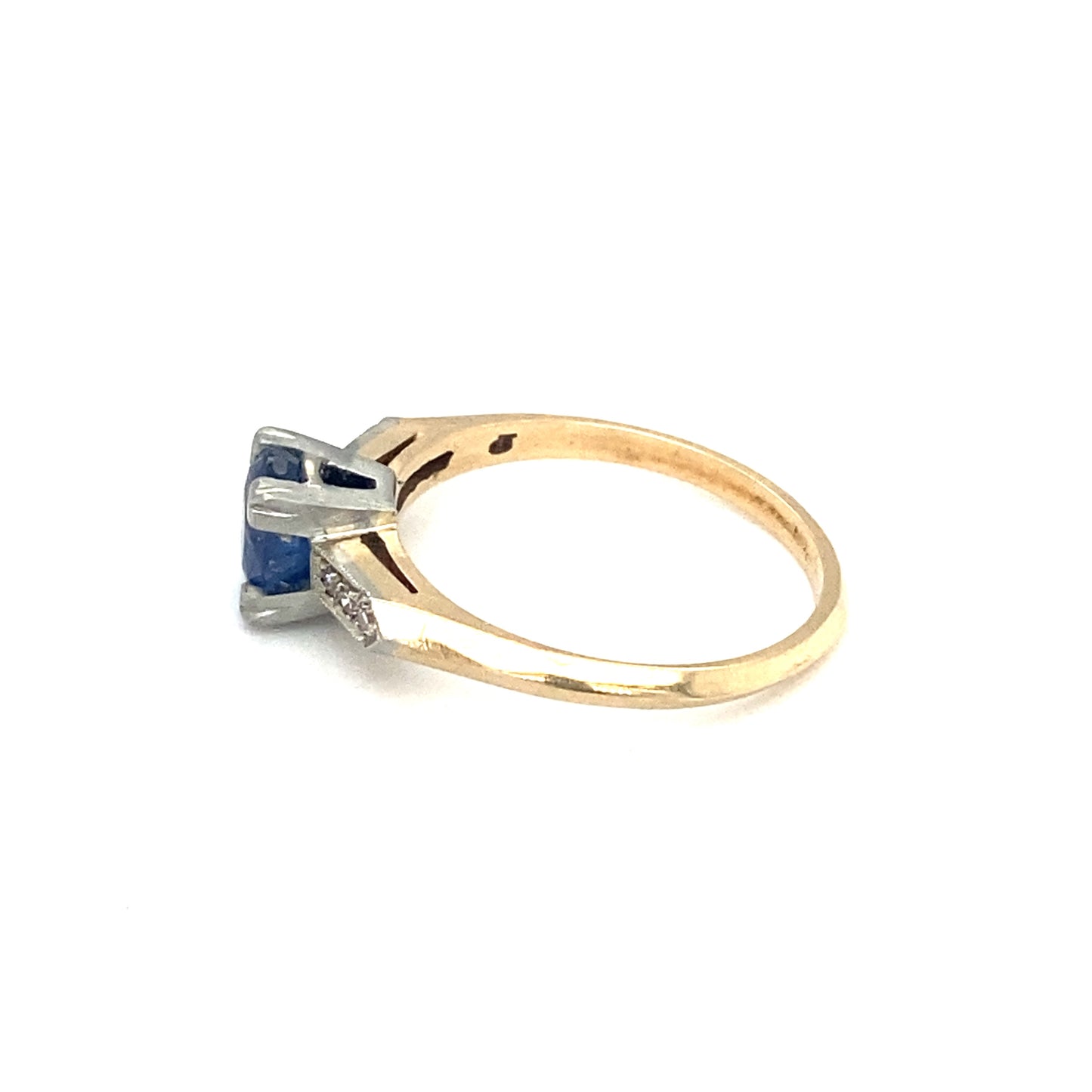 Circa 1920s 1.0ct Oval No Heat Sapphire and Diamond Ring in Two Tone Gold