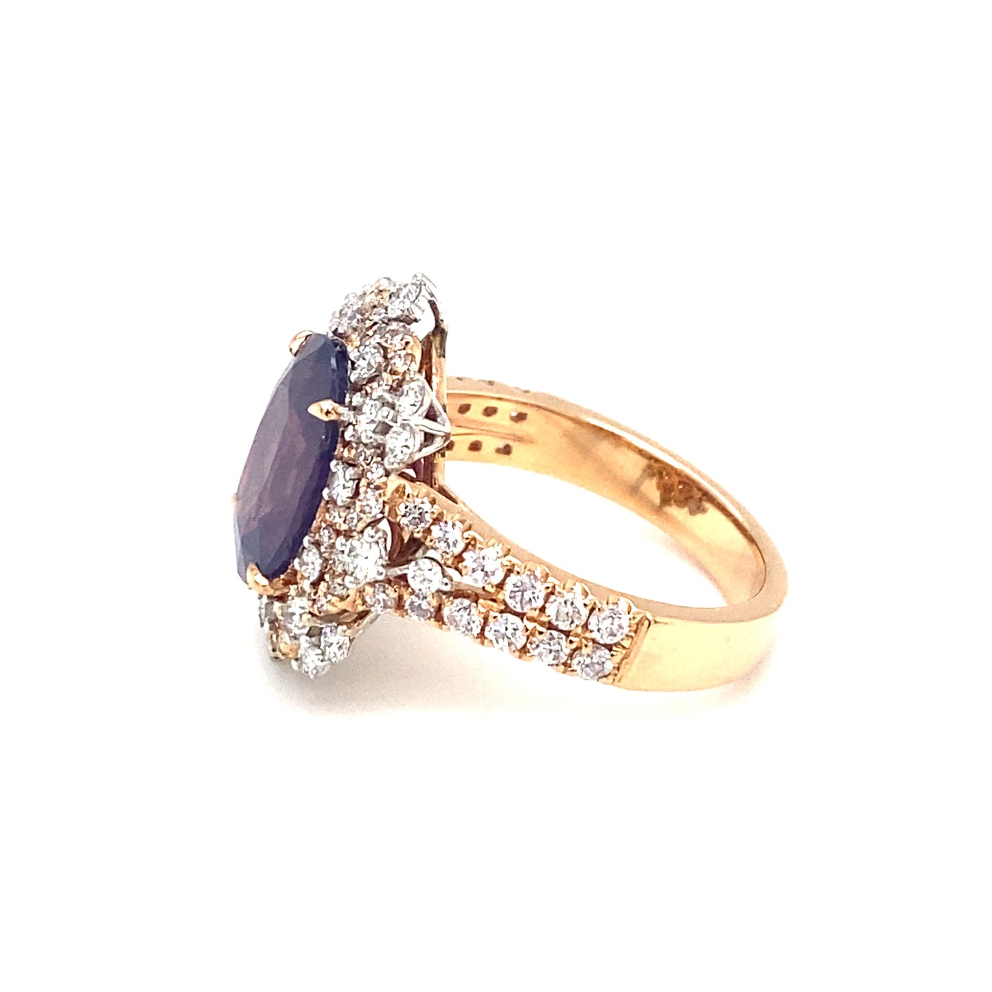 MODANI 3.0ct Oval Kashmir Sapphire and Diamond Ring in 18K Rose Gold
