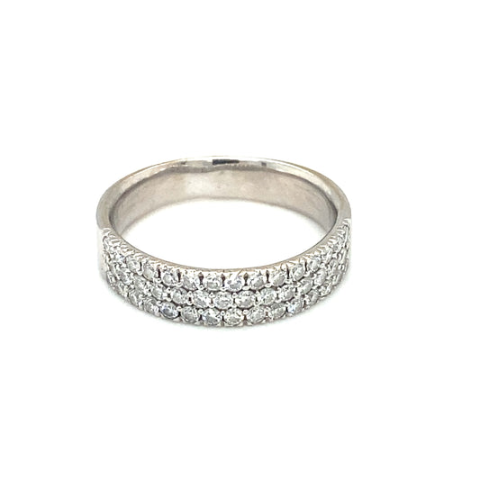 Circa 1990s Three Row Diamond Band in 18K White Gold
