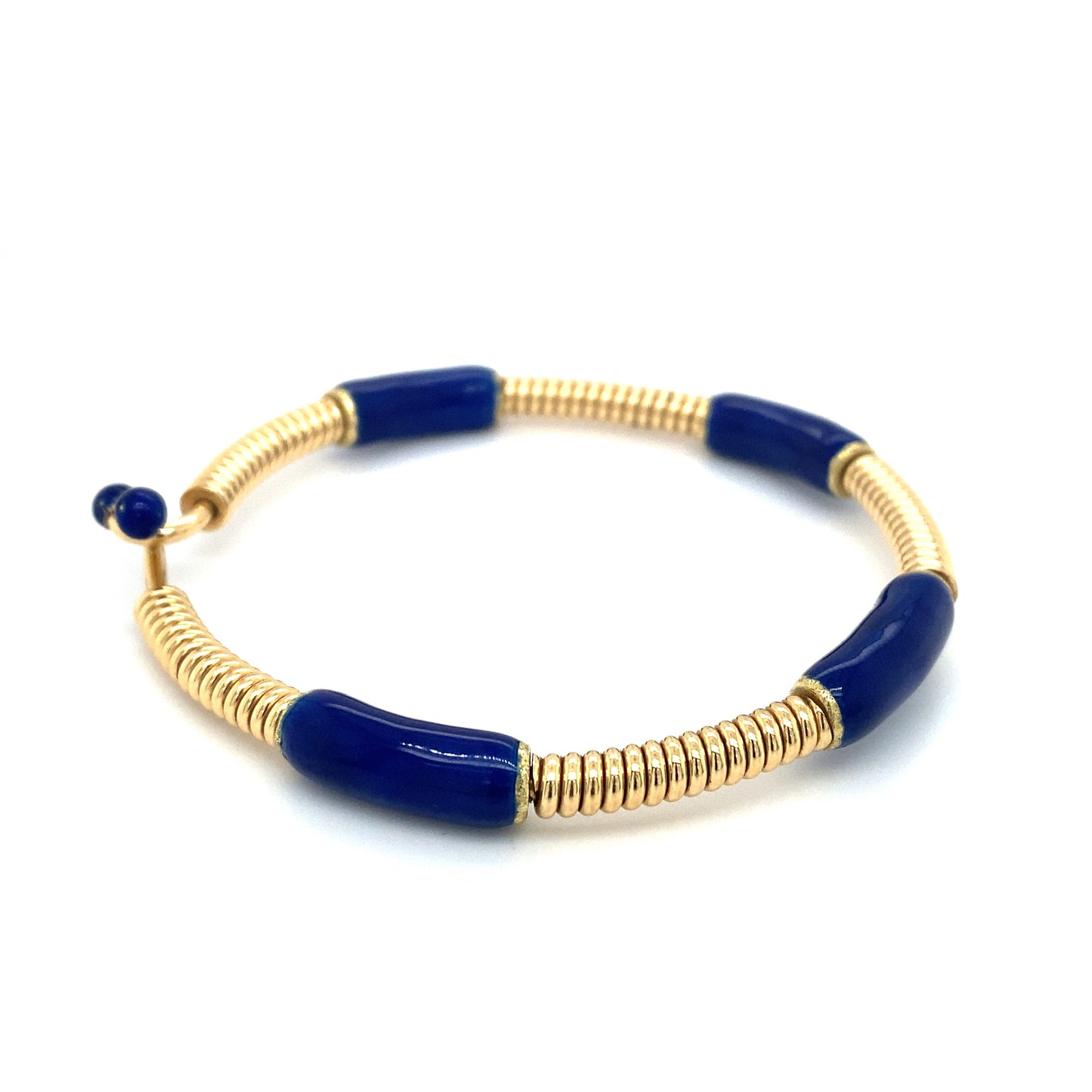 Circa 1980s GUCCI Blue Enamel Twist Bracelet in 18K Gold