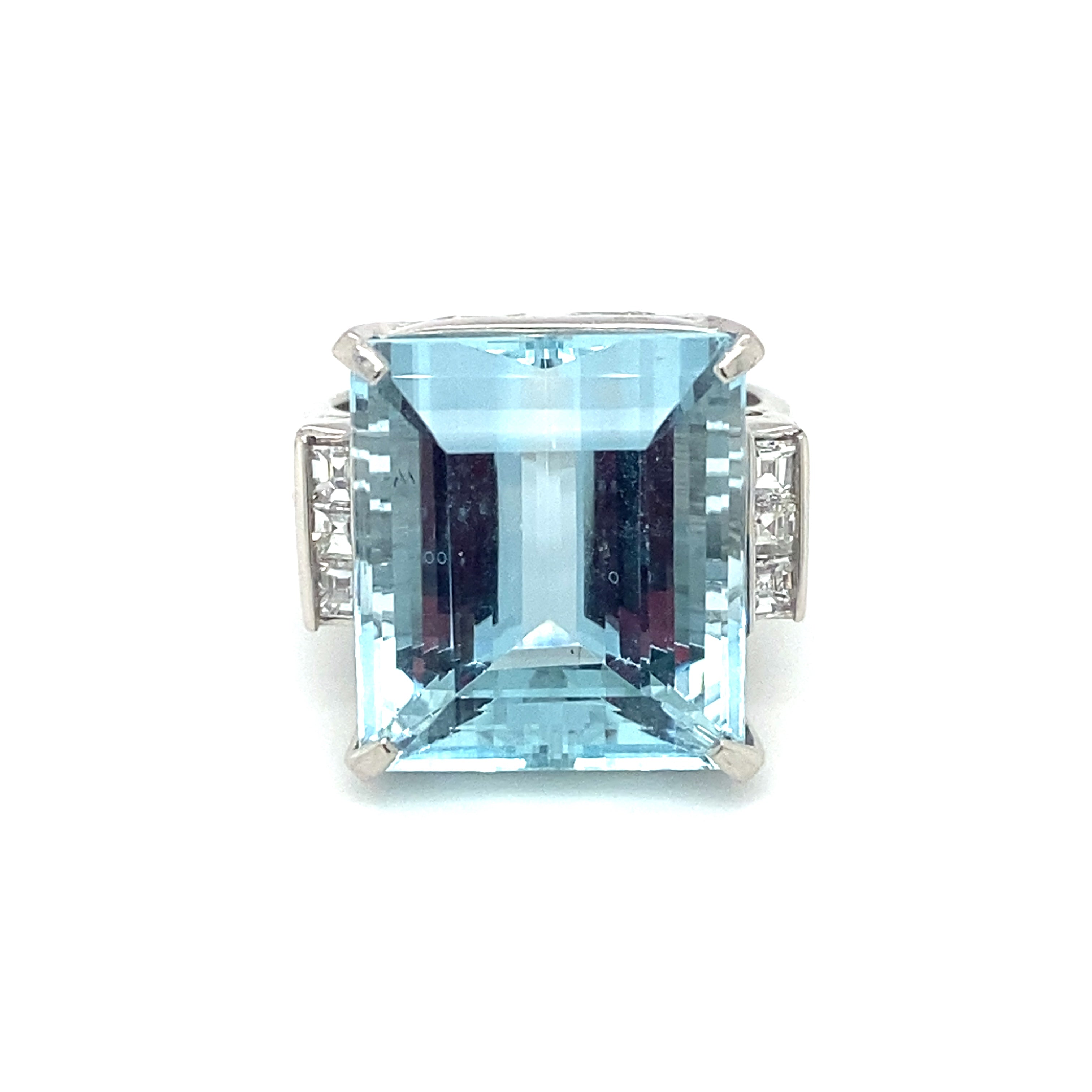 51.67 carat Emerald Cut Aquamarine and Diamond Art Deco Platinum Ring (IGL  Certified) — Shreve, Crump & Low