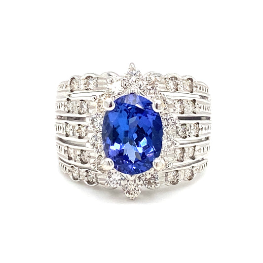LE VIAN 2.0ct Oval Tanzanite and Diamond Ring in 18K White Gold