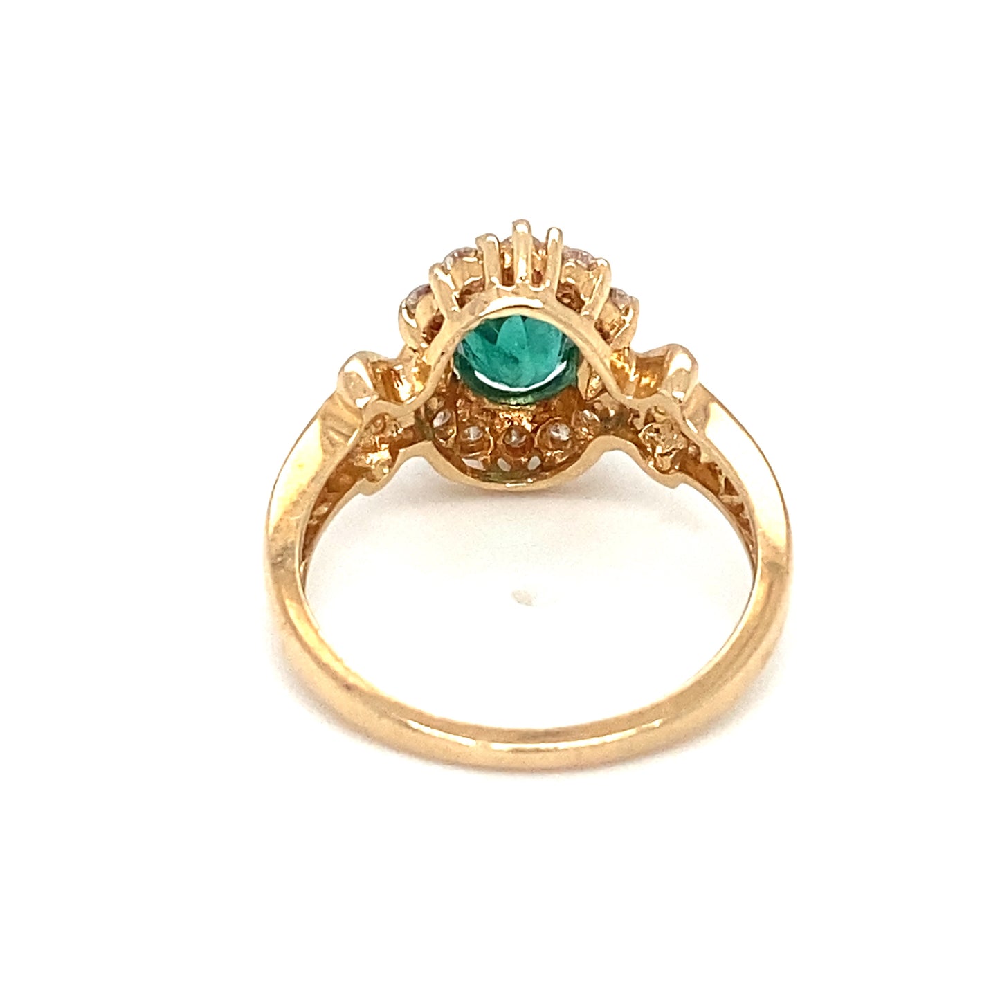 Circa 2000s 1.30ct Oval Emerald and Diamond Ring in 14K Gold