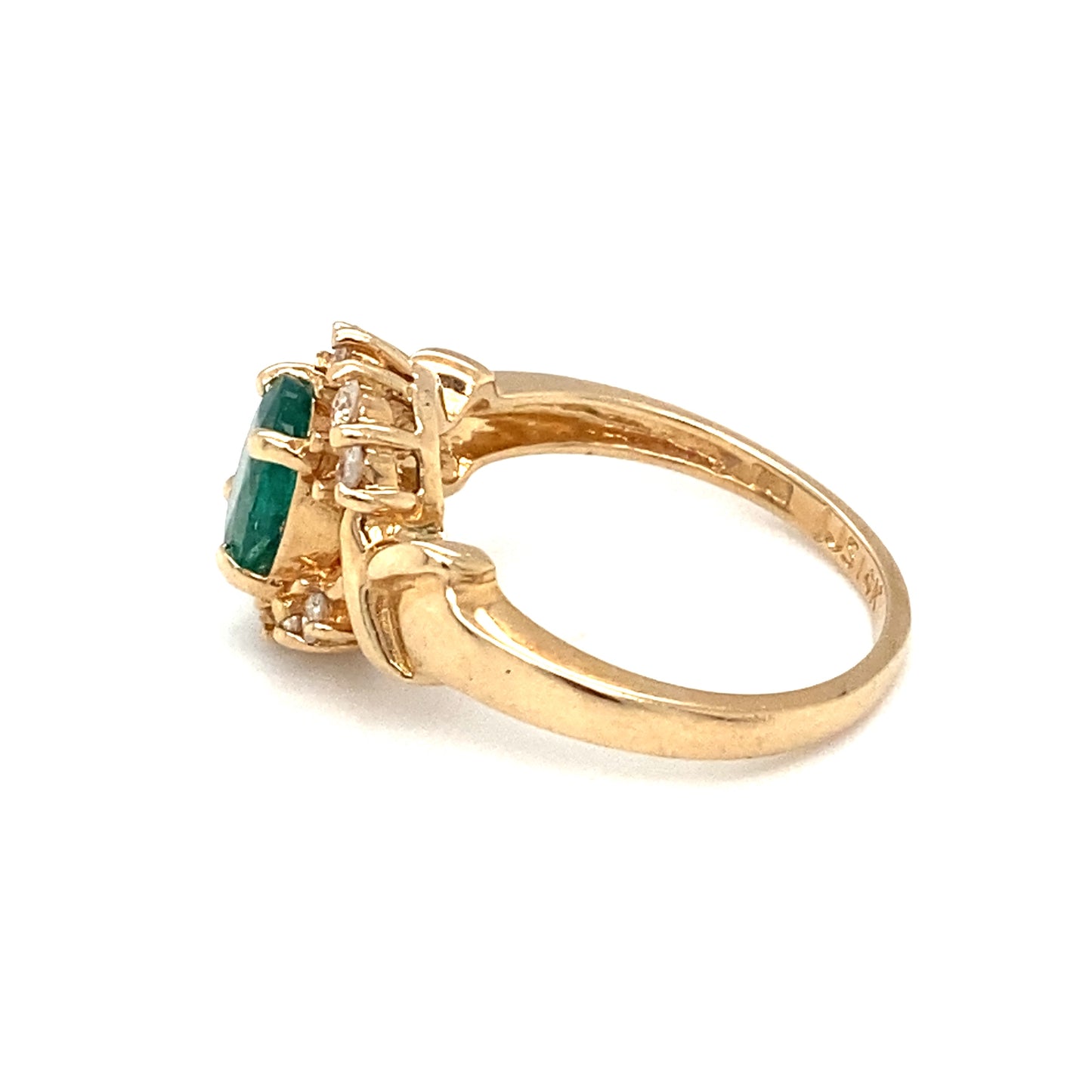 Circa 2000s 1.30ct Oval Emerald and Diamond Ring in 14K Gold