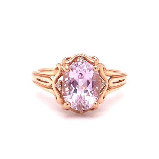 Circa 2000s 1.65ct Oval Morganite and Diamond Ring in 14K Rose Gold