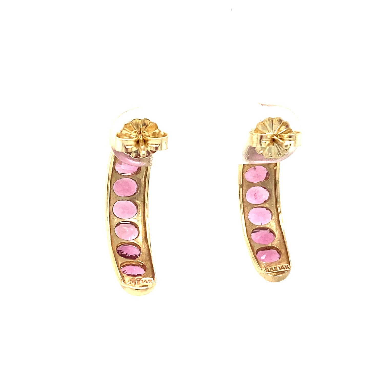 Circa 1990s 2.0ctw Pink Tourmaline Curved Earrings in 14K Gold