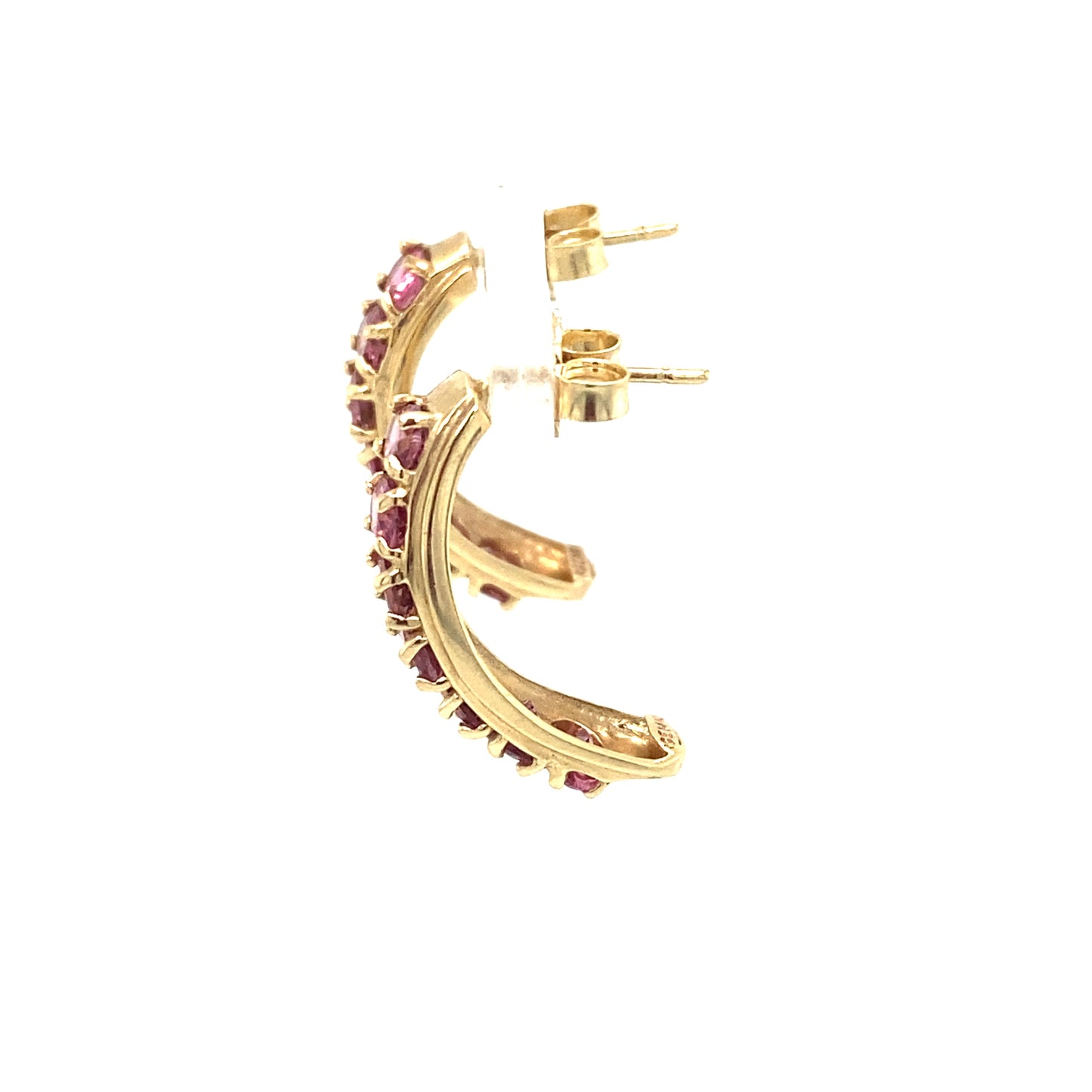 Circa 1990s 2.0ctw Pink Tourmaline Curved Earrings in 14K Gold