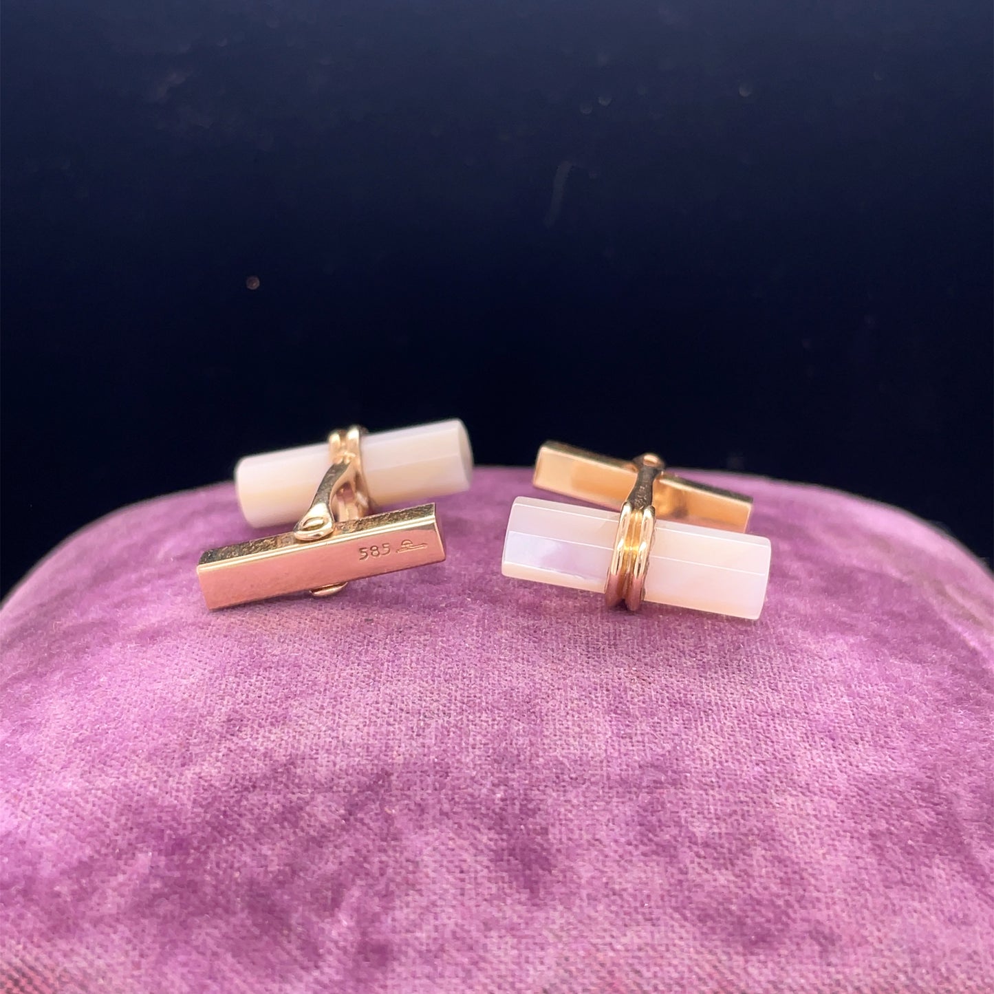 14K Yellow Gold Tiffany & Co Mother Of Pearl Cufflinks
